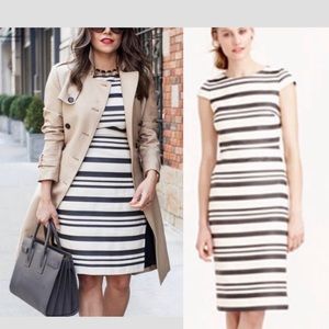 J Crew Striped Sheath Dress with Cap Sleeves Size: 6 Color: White /blue